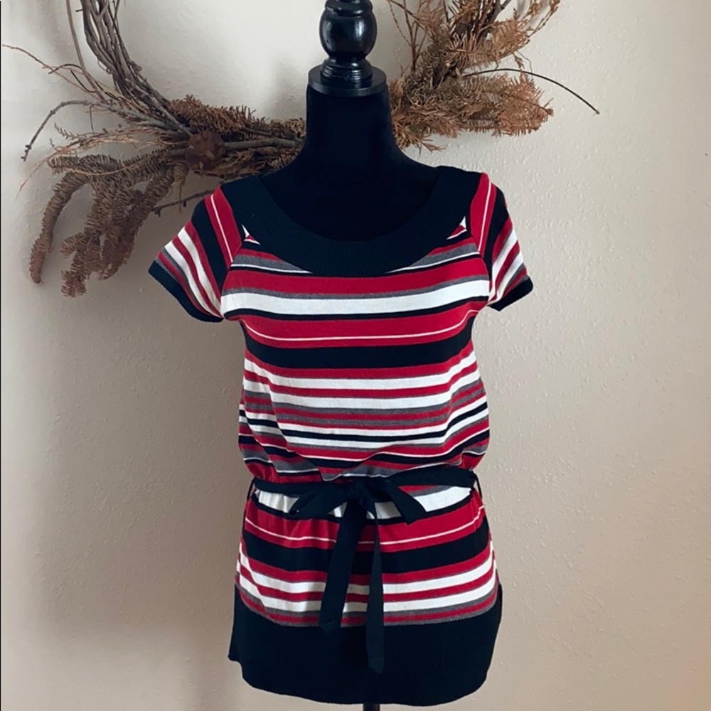 BOGO🗝 FREE! Striped short sleeve tie waist